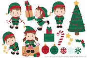 Cute Christmas Elves & Patterns, an Illustration by Amanda Ilkov (Thumbnail 2 of 5)