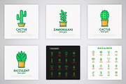 Succulents | 16 Thin Line Icons, an Outline Icon by Alex Blogoodf (Thumbnail 6 of 9)