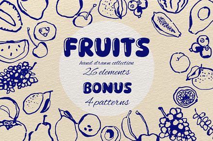 Hand drawn fruits collection, a Food Illustration by Anada