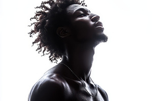 Black man portrait strong silhouette, an Abstract Photo by Pixeness Studio