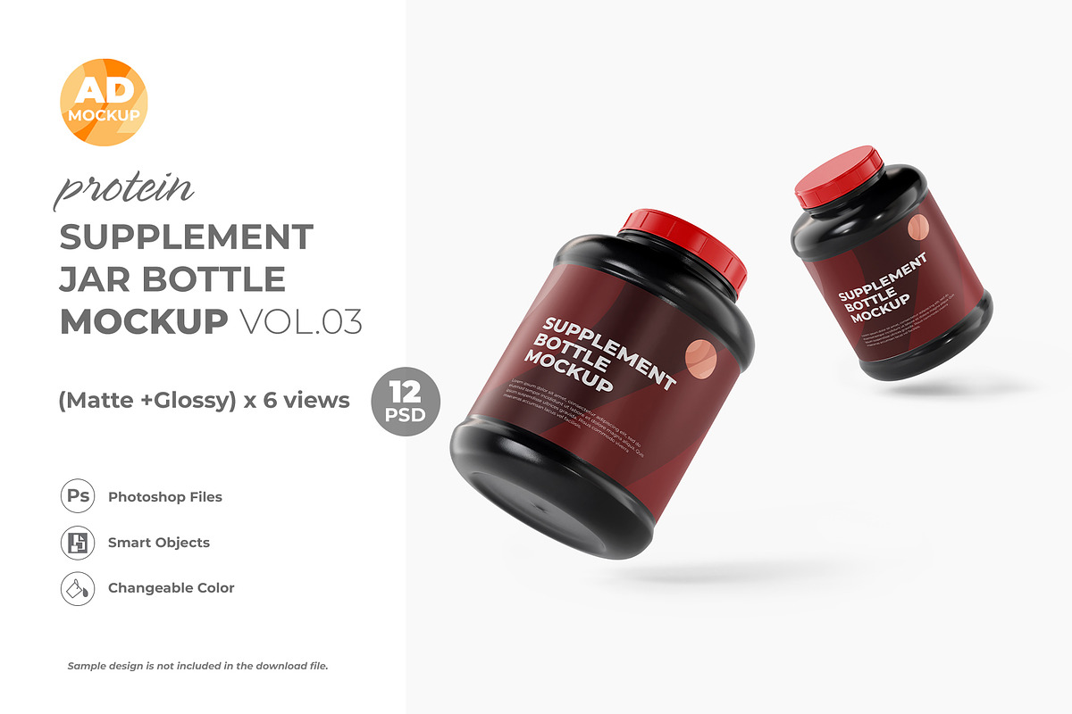 Protein Powder Container Mockup, a Packaging Mockup by Adstart (Photo 6 of 8)