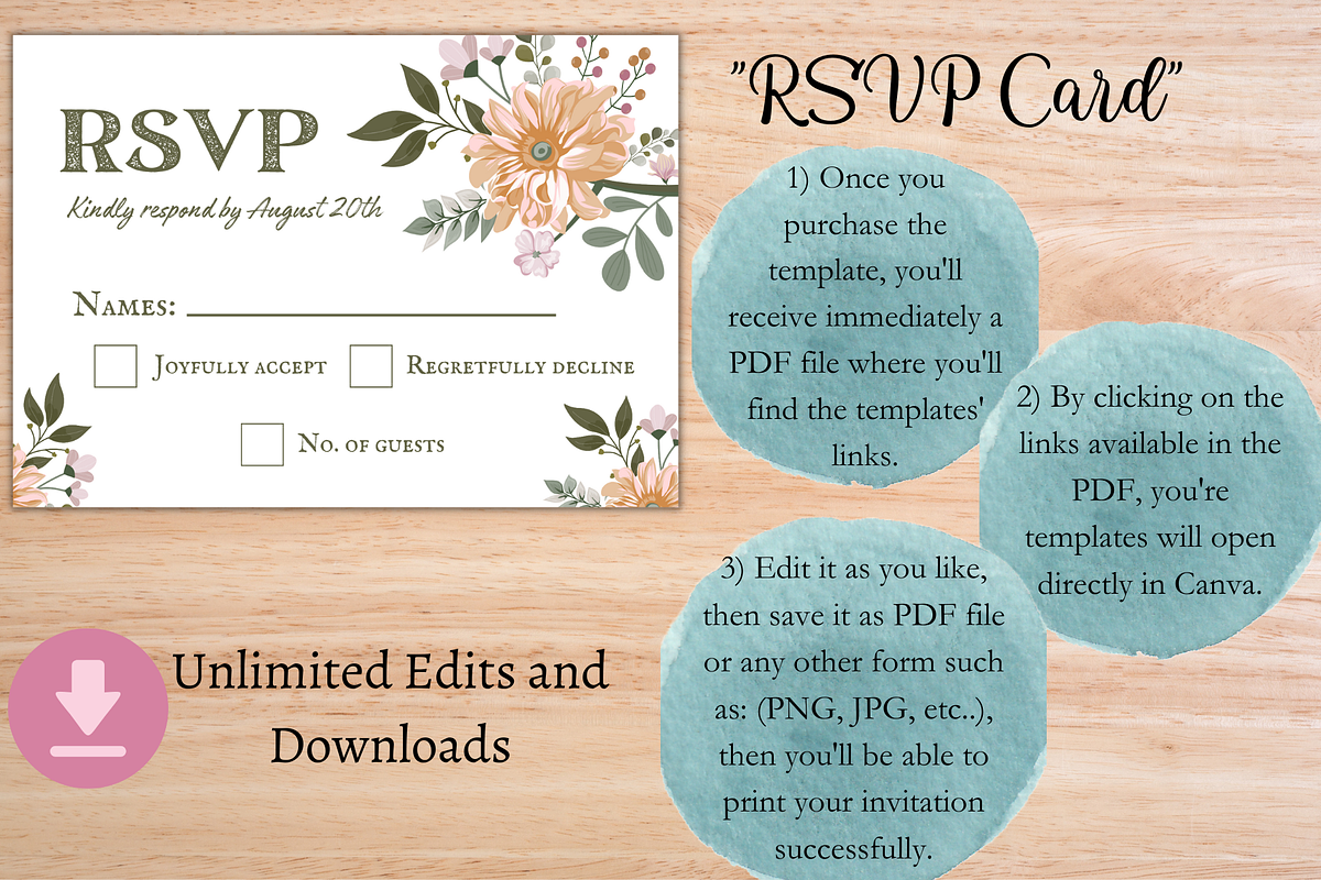 Floral Wedding Invitation Template, an Invitation Template by Talentex Invitations (Photo 4 of 4)