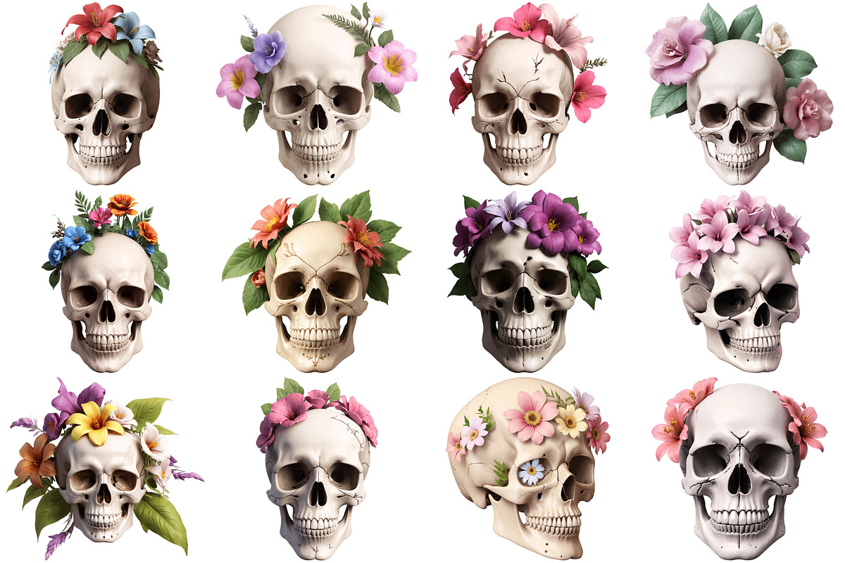 Floral Skull Clipart Png, an Illustration by Forhadx5 (Photo 3 of 6)