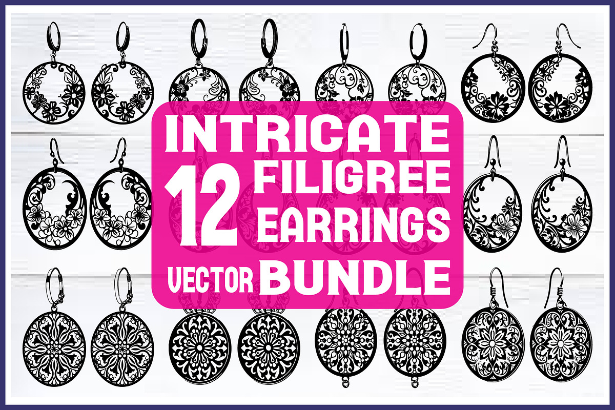 Round Filigree Earrings SVG Set, a Graphic by Creativeshirt (Photo 1 of 13)