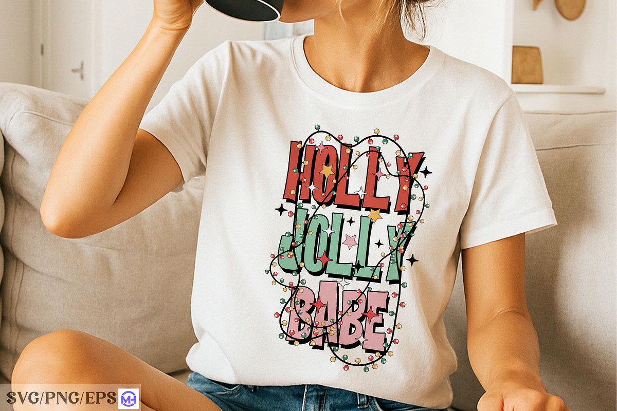Retro Holly Jolly Babe Christmas SVG, a Graphic by mh_arif (Photo 4 of 4)