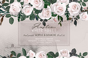 White Austin Roses - Floral Set, a Graphic by SmallHouseBigPony (Thumbnail 1 of 6)