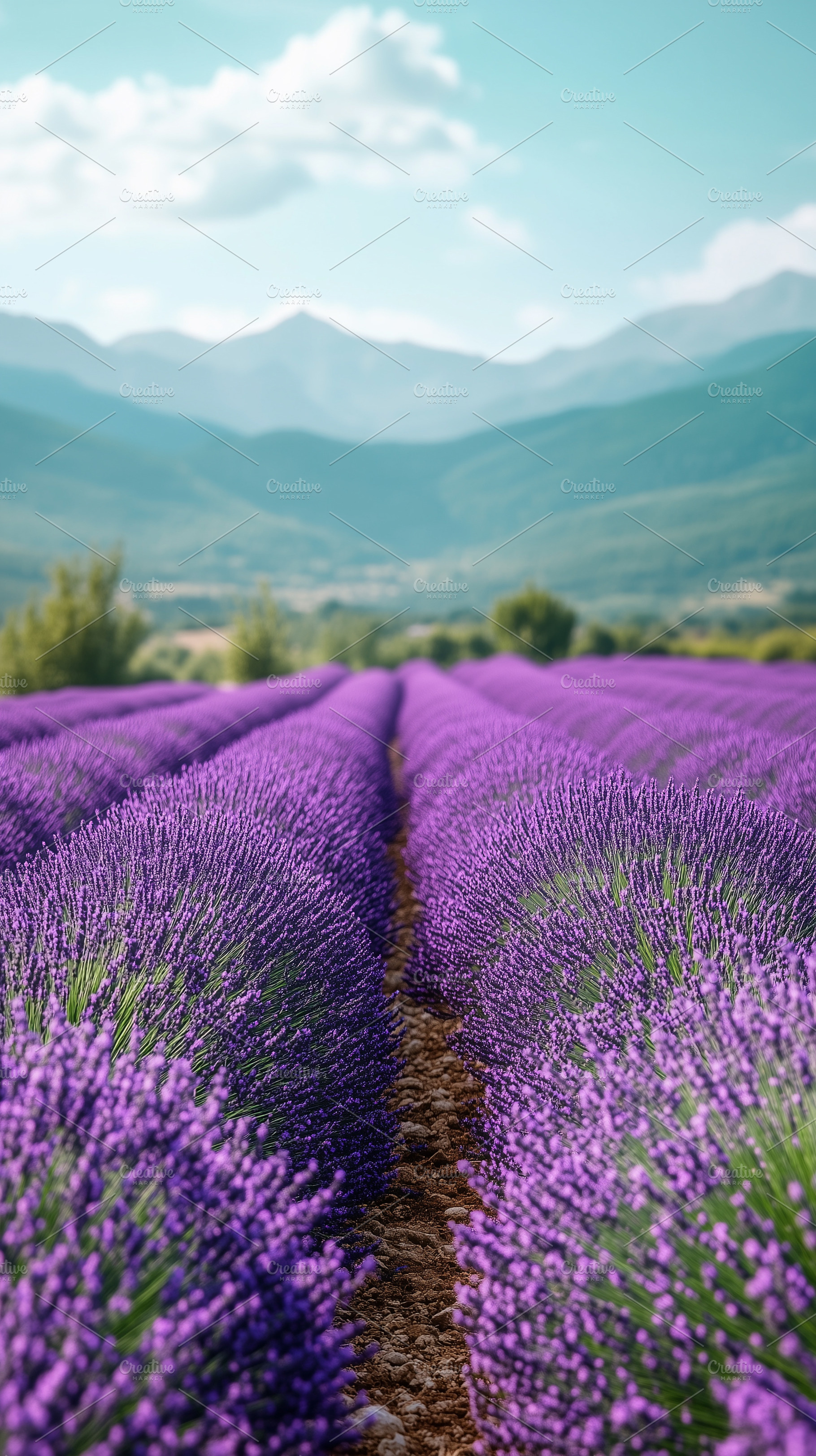 Rows of blooming lavender flowers on, a Nature Photo by MistyDay