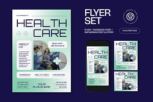 Blue Utilitarian Hospital Flyer Set, a Flyer Template by graphicook