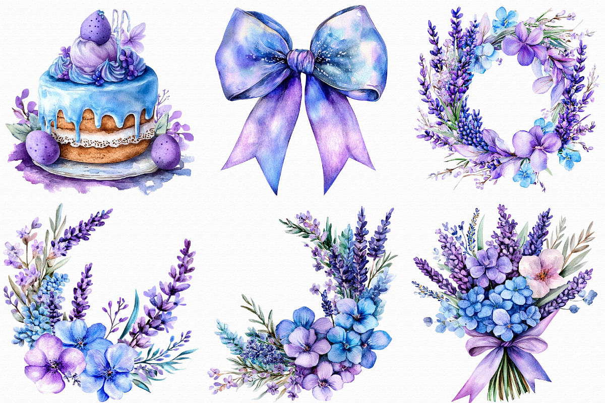 Watercolor Purple Easter Clipart Bun, an Illustration by Libby Wishes (Photo 2 of 7)