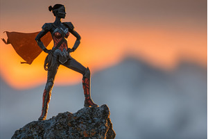 A lone female hiker stands on a, a Person Photo by ZinetroN