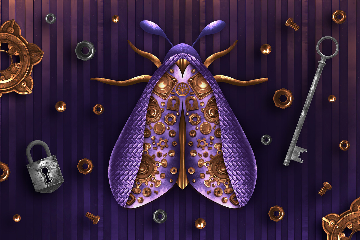 Steampunk brushes for Procreate, a Brush Add-On by seamless team (Photo 4 of 9)