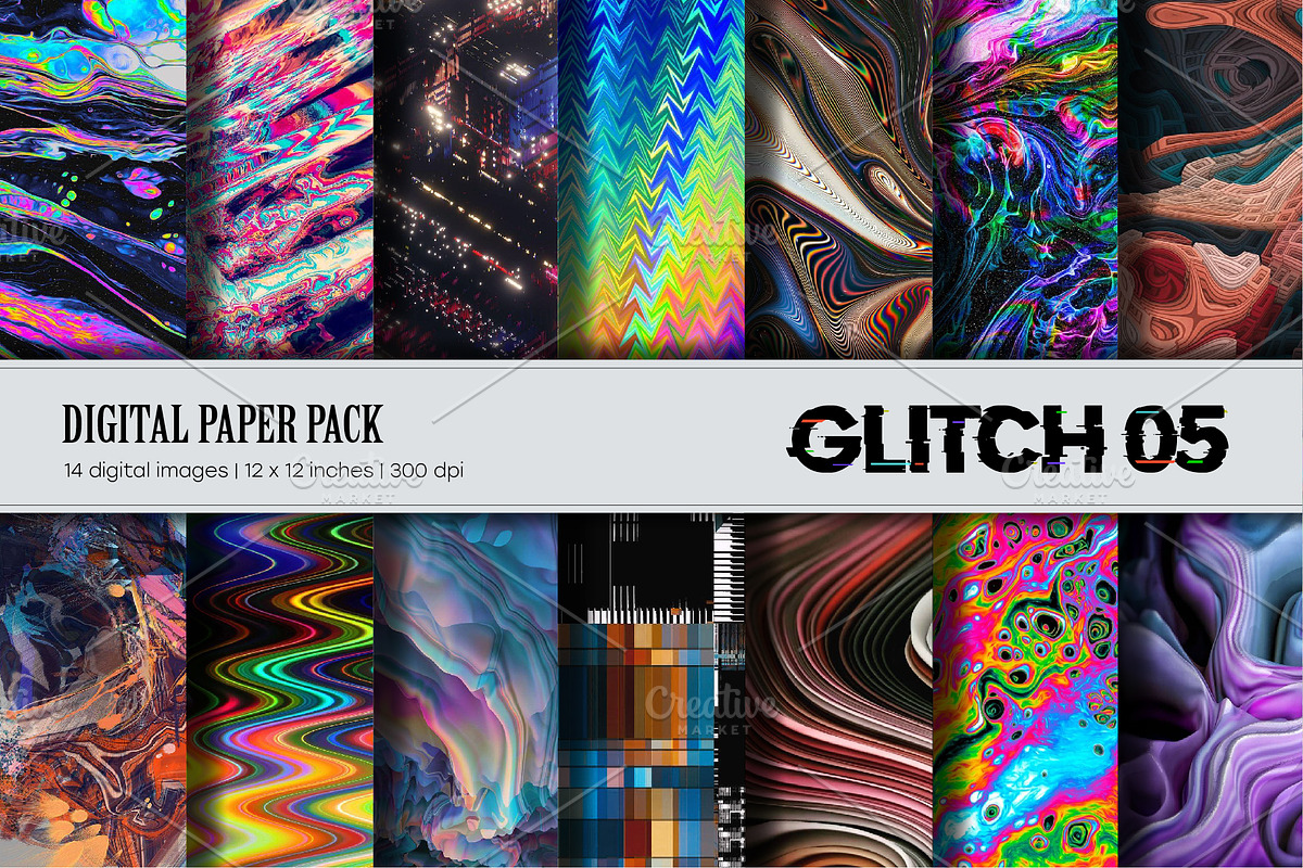 Big Bundle Glitch Psychedelic., a Texture Illustration by KENO Mascots (Photo 6 of 11)