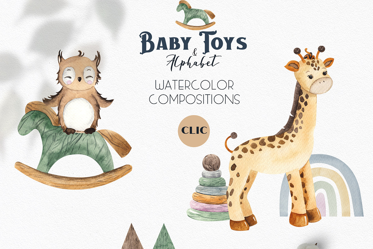 Watercolor Baby Toys & Alphabet, an Object Graphic by Ana-Sakuta (Photo 6 of 21)