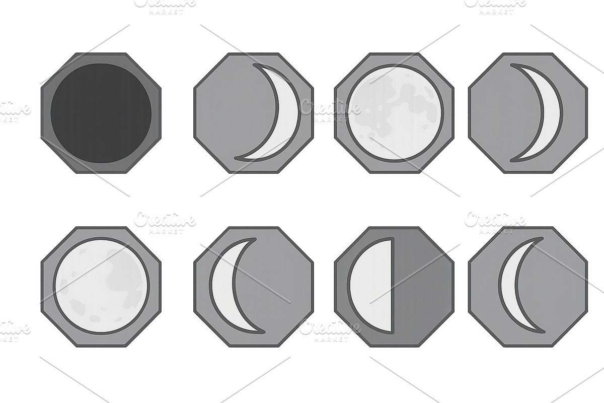 Phases of the moon diagram, an Illustration by ZinetroN