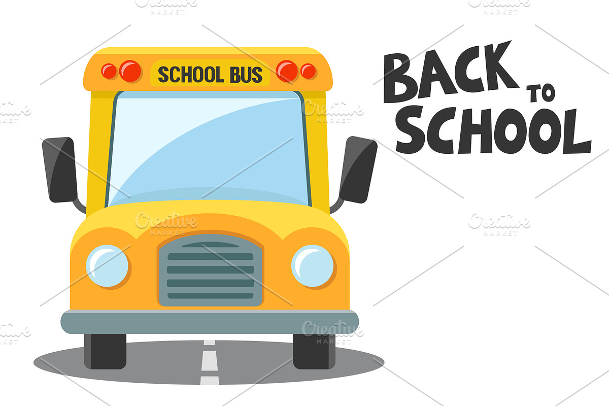 School bus driving on the road close, a Transportation Illustration by innakreativ