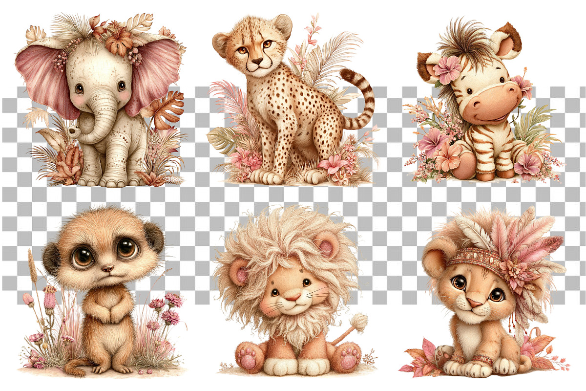 Safari Animal Clipart Bundle, a Seasonal Illustration by Daily.Designs (Photo 3 of 5)