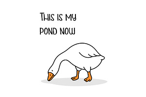 Cartoon goose with head down and, an Animal Illustration by GraphiShop