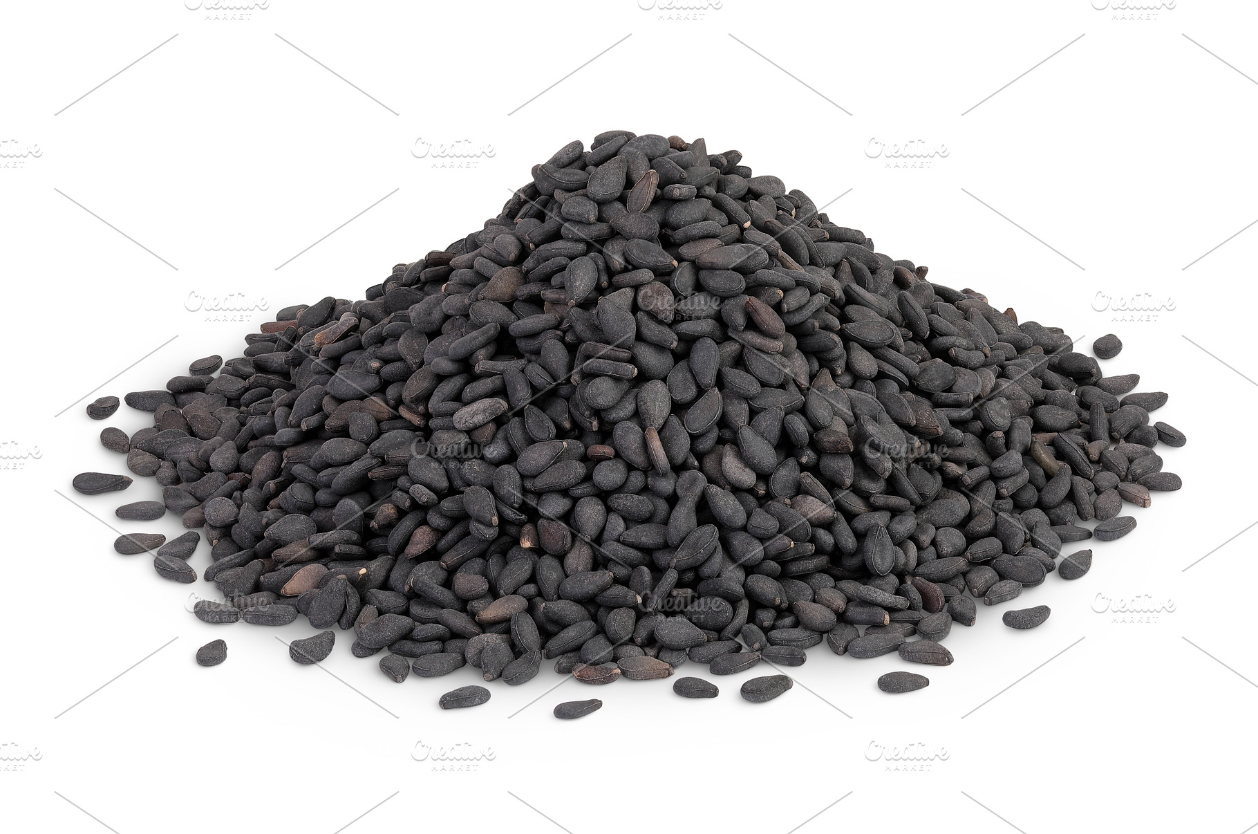 black sesame seeds isolated on white, a Food & Drink Photo by NataPhoto
