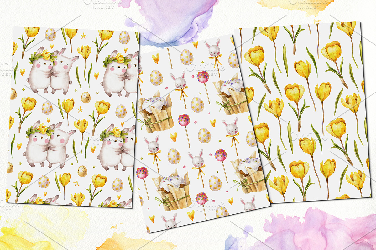 Easter bunnies. Watercolor set., an Illustration by babenkoirusa (Photo 8 of 16)