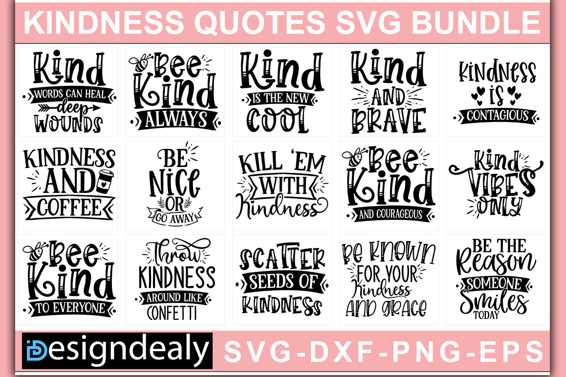 20 Kindness quotes SVG Bundle | Education Illustrations ~ Creative Market