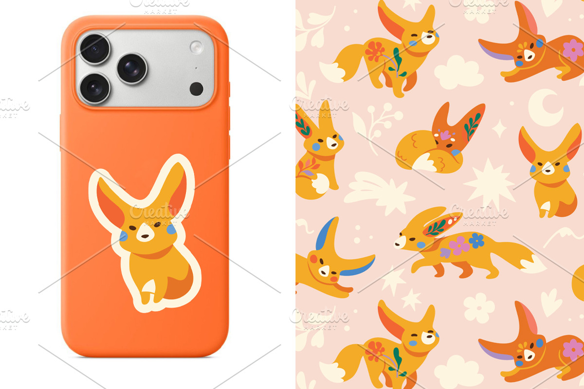 Fennec Foxes – Patterns & Stickers, a Pattern Graphic by PenguinHouse (Photo 4 of 8)