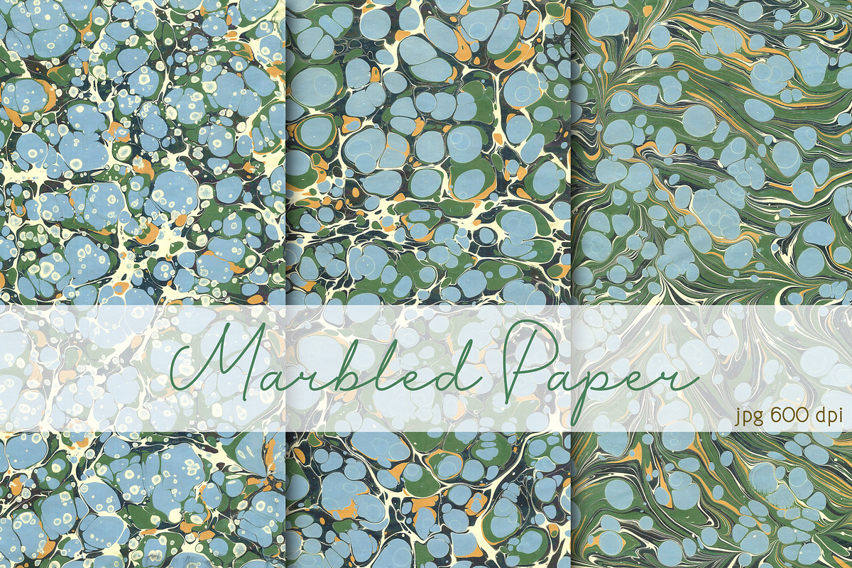 3 Hand Marbled Papers Forest, a Texture Graphic by Marblingdom (Photo 1 of 4)