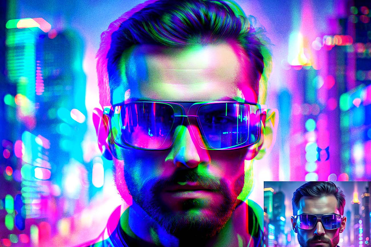 Cyberpunk RGB Analog Photoshop, a Brushes & More by Studio Retouch (Photo 9 of 16)