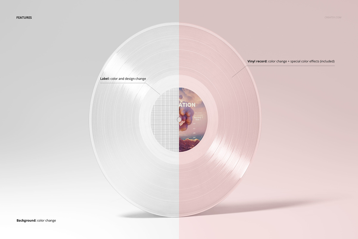 Standing LP Vinyl Record Mockup, a Packaging Mockup by creatsy5