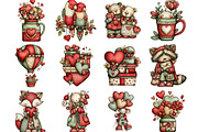 Whimsical Valentine Clipart, an Illustration by Designking (Thumbnail 2 of 5)