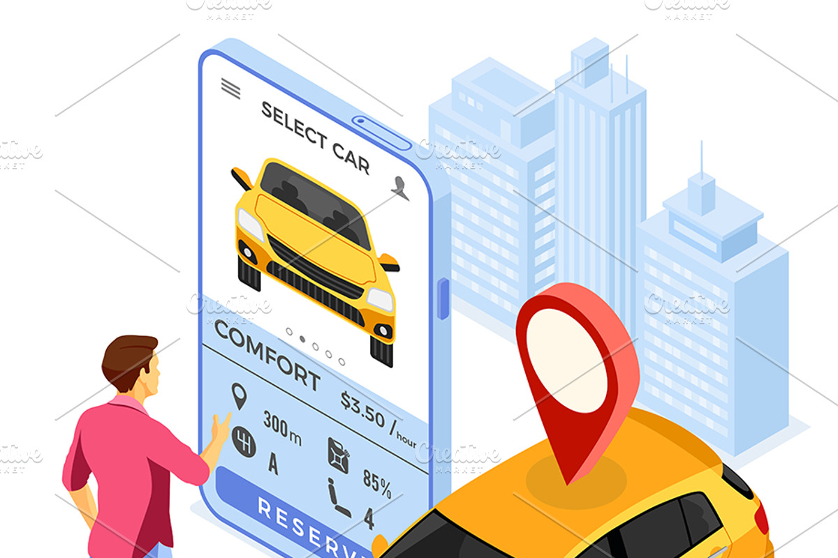 Car Sharing, Taxi, Rent, a Person Illustration by TAlex (Photo 2 of 6)