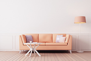 Peach Fuzz color wall interior 2024