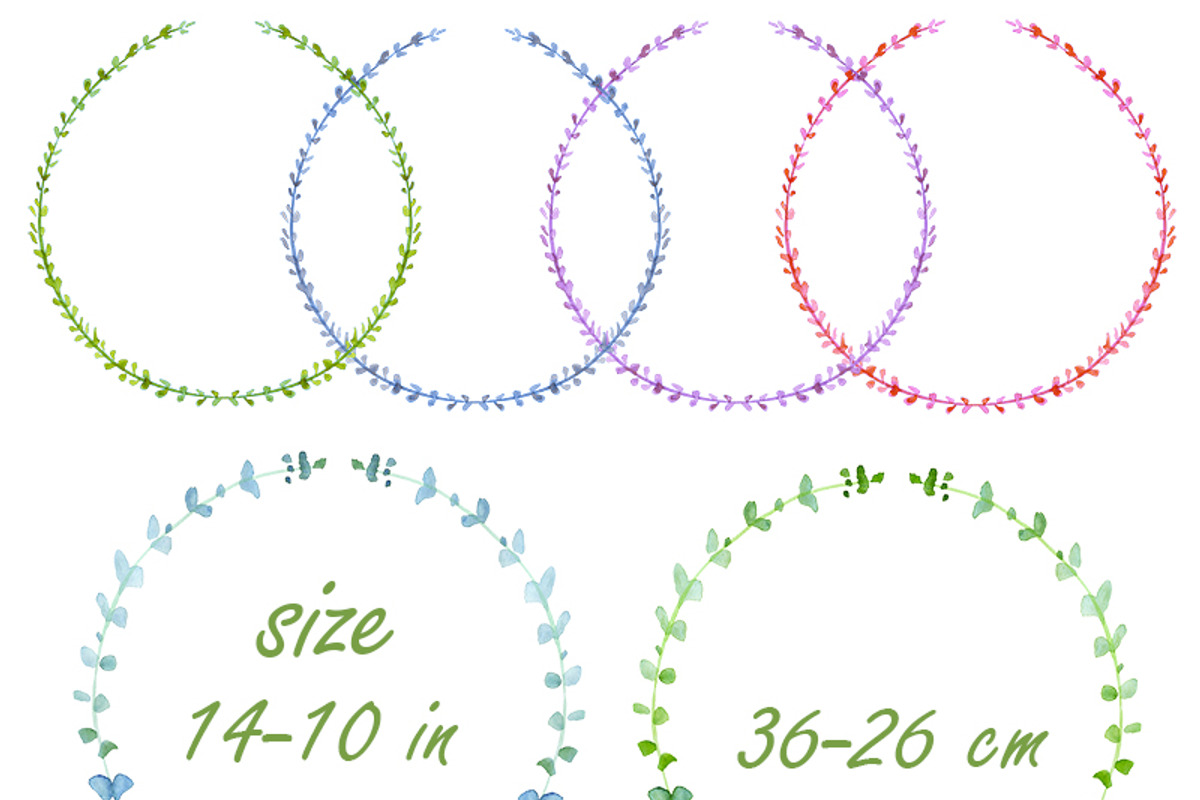 Watercolor clipart Wreaths, a Decorative Illustration by AqwaColor (Photo 2 of 3)