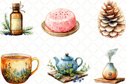 Cozy Winter Spa Watercolor Clipart, an Illustration by Black Bird Studio (Thumbnail 2 of 6)