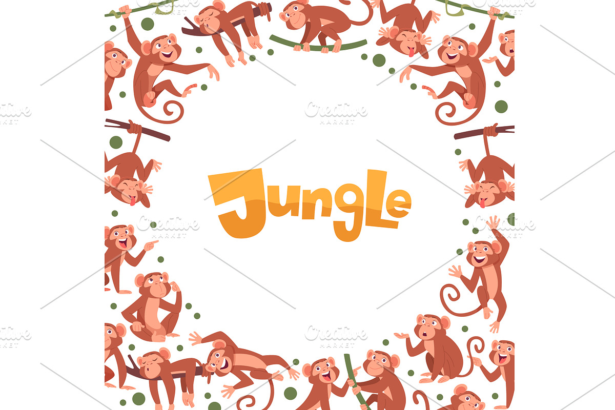 Monkey. cartoon wild animals in, an Animal Illustration by Onyx