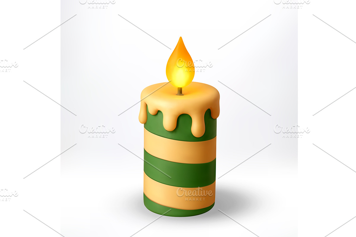 3D Striped green and orange burning, an Object Illustration by Abscent