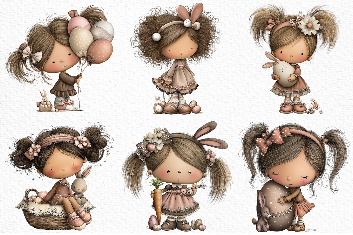 Whimsical Easter Girl Clipart Png, an Illustration by Craft Nest (Photo 6 of 11)