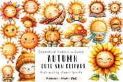 Cute Autumn Sun Clipart, an Illustration by CreationArt (Thumbnail 1 of 9)