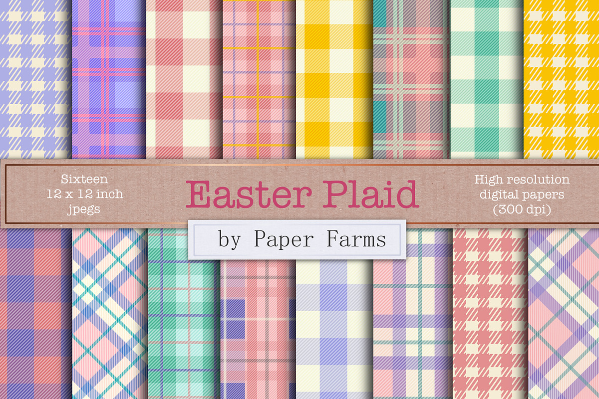 Easter plaid digital paper, a Pattern Graphic by Paper Farms