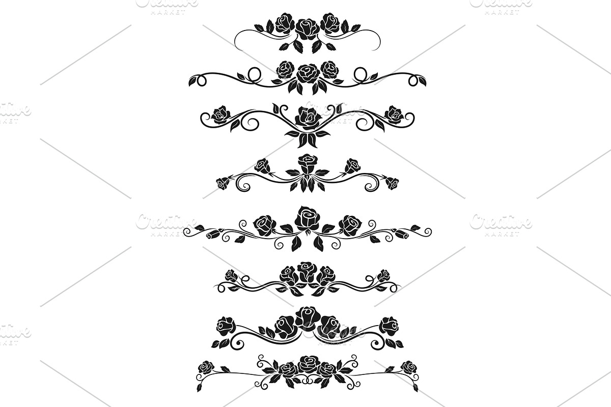 Dividers and frames, black roses, a Decorative Illustration by Vector Tradition