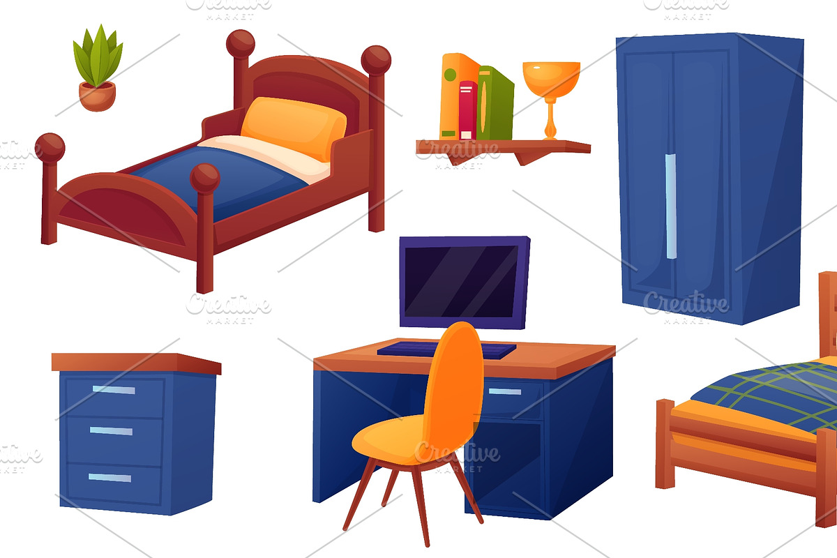 Teenager bedroom elements. Teen boy, an Object Illustration by LadadikArt (Photo 3 of 3)