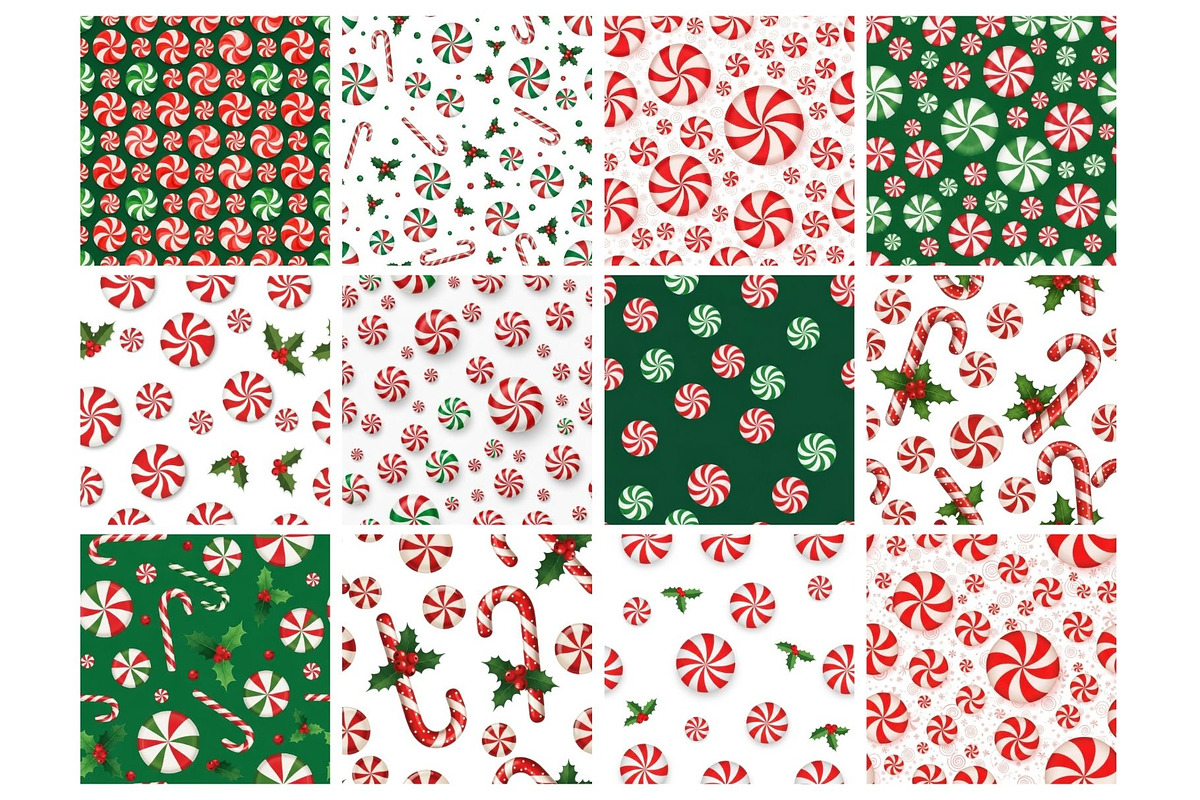 Peppermint Christmas Seamless, an Illustration by Mashimara (Photo 3 of 5)