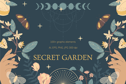 Secret garden. Night mystery.