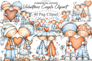 Valentines Couple Clipart Sublimatio, an Illustration by designcity5