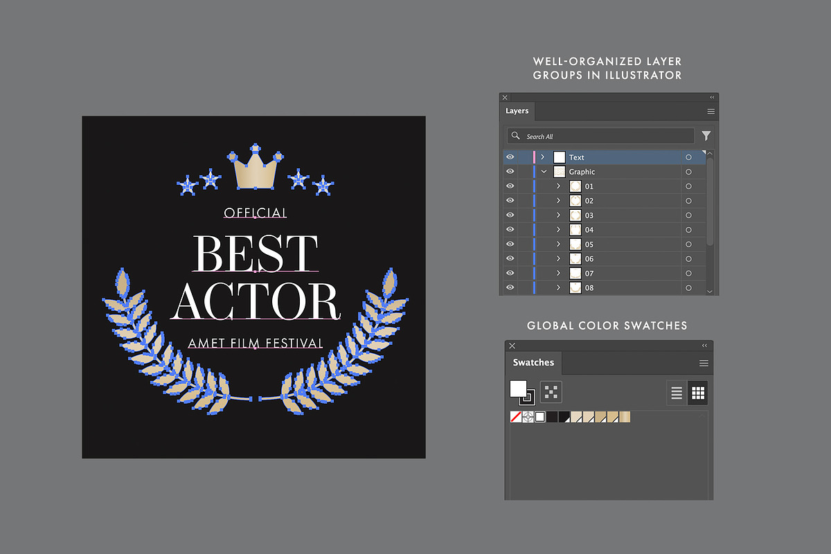 Award Crest & Laurel Wreath Vector, an Object Graphic by DesignerCandies (Photo 5 of 6)