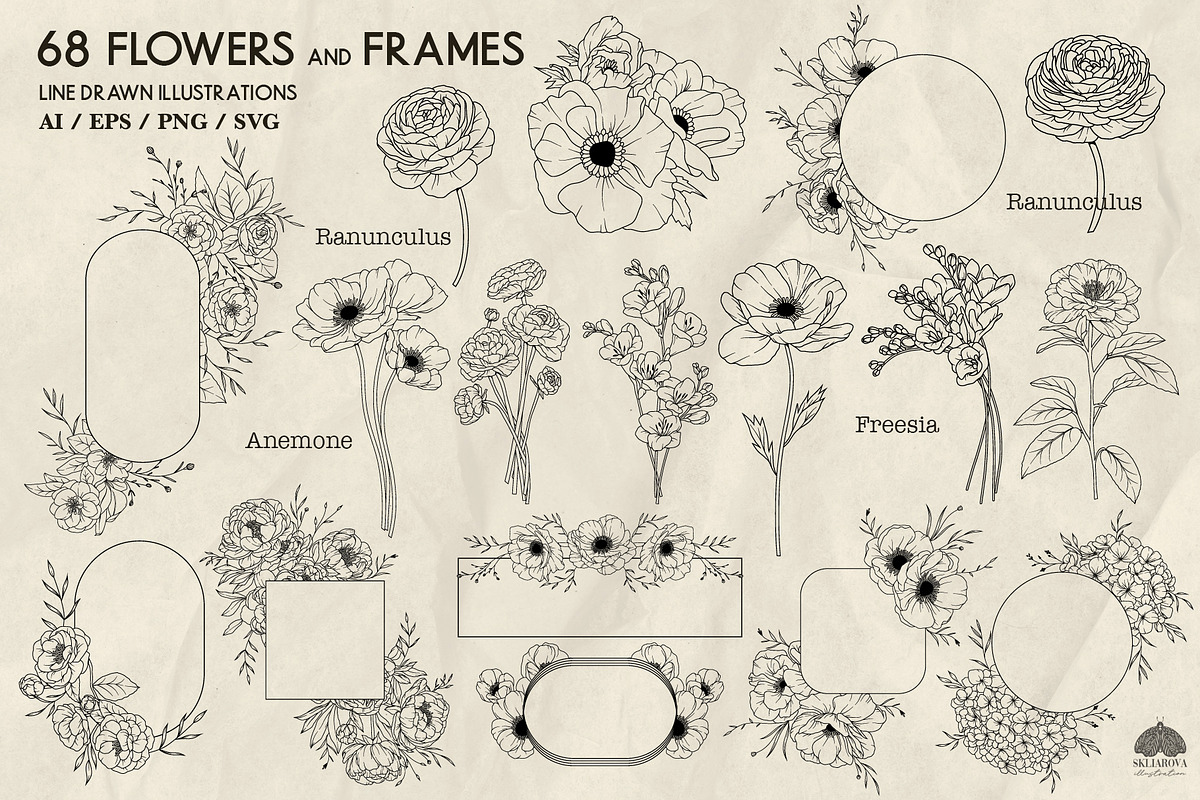Flower Garden Line Art + Procreate, a Decorative Illustration by Skliarova (Photo 4 of 5)