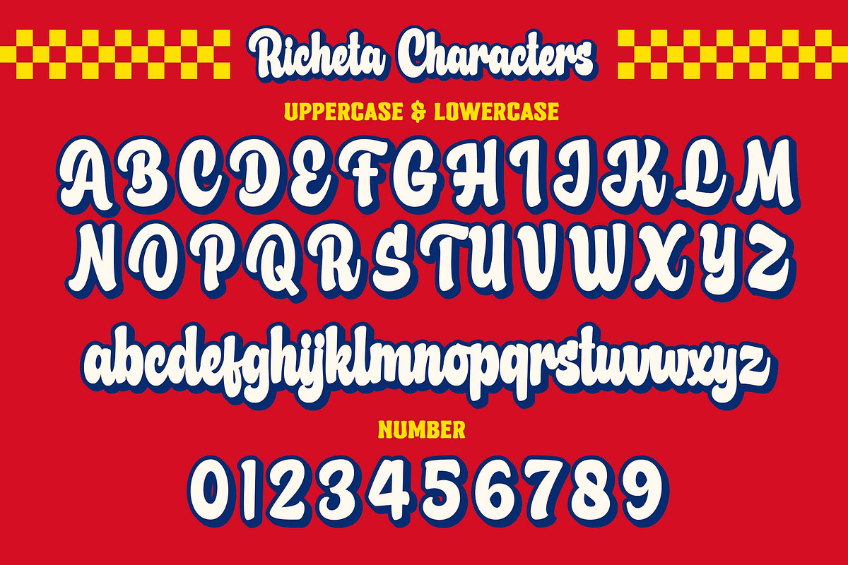 Richeta a Retro Bold Script Font, a Script Font by Blankids Studio (Photo 13 of 16)