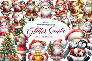 Glitter Christmas Santa Claus, an Illustration by CreationArt