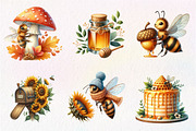 Watercolor Autumn Bees Garden Clipar, an Illustration by CreationArt (Thumbnail 4 of 9)