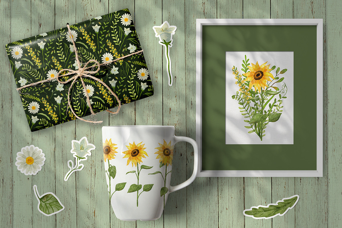 Sunflowers Watercolor Collection, an Illustration by Anna Druzhkova (Photo 13 of 17)