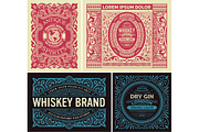Set of 4 vintage labels  ready print, a Card Template by OneVectorStock (Thumbnail 2 of 2)